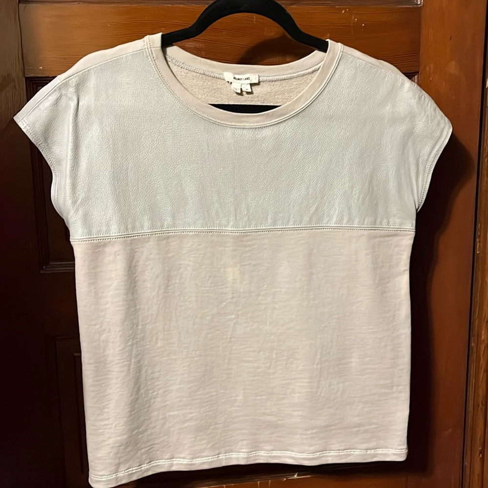 Helmut Lang grey leather and cotton top